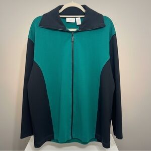 Liz Claiborne Elisabeth Colorblock Zip Front Knit Jacket Size 2 XXL